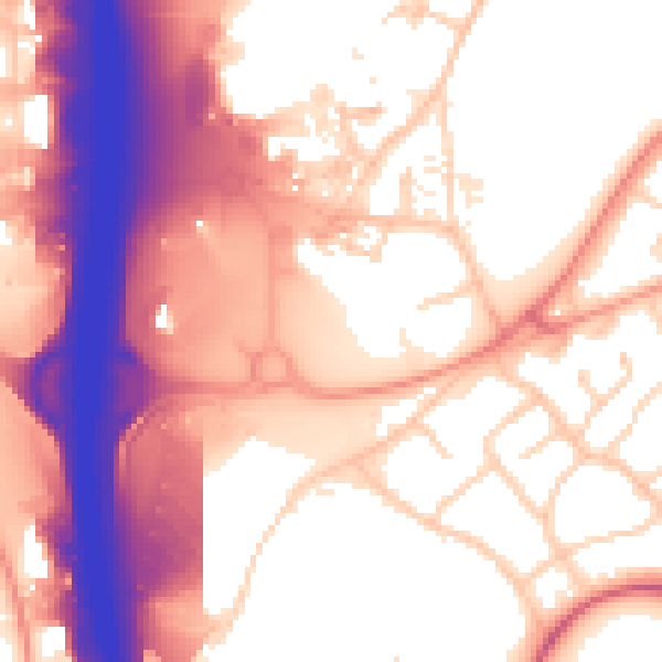 Daytime road noise heatmap for SO16 0AZ