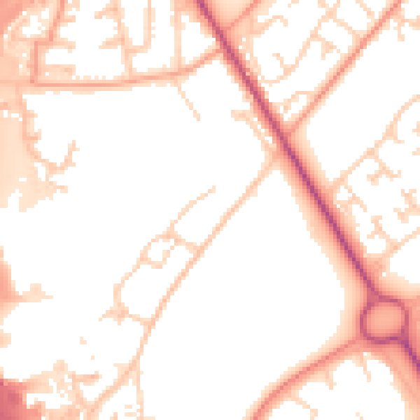 Daytime road noise heatmap for SO16 0BH