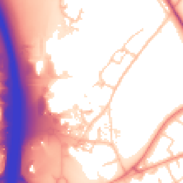 Daytime road noise heatmap for SO16 0BQ