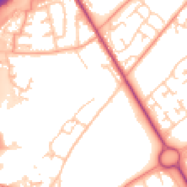 Daytime road noise heatmap for SO16 0BS