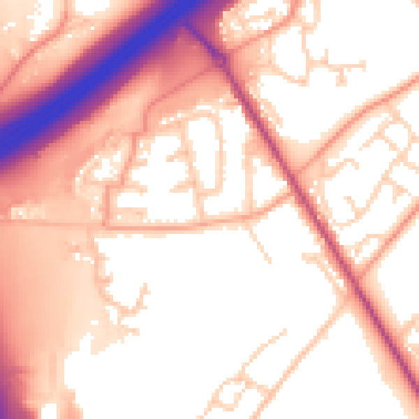 Daytime road noise heatmap for SO16 0RD