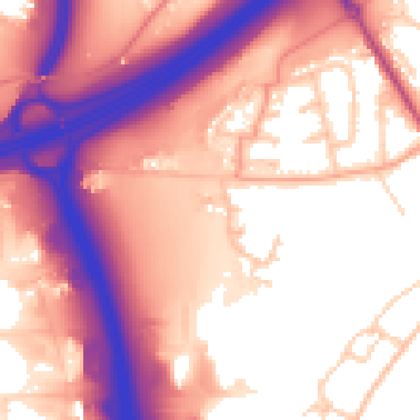 Daytime road noise heatmap for SO16 0TE