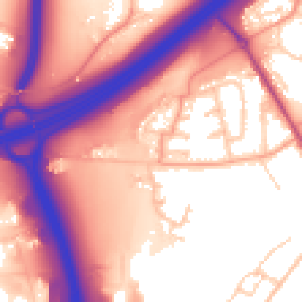 Daytime road noise heatmap for SO16 0TF