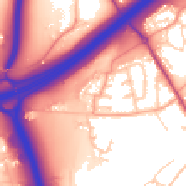 Daytime road noise heatmap for SO16 0TH