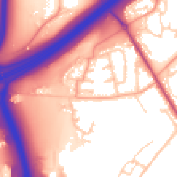 Daytime road noise heatmap for SO16 0TJ