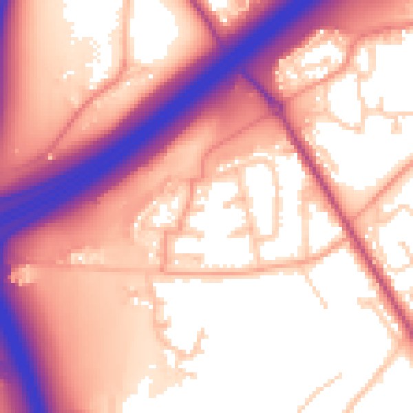 Daytime road noise heatmap for SO16 0TL