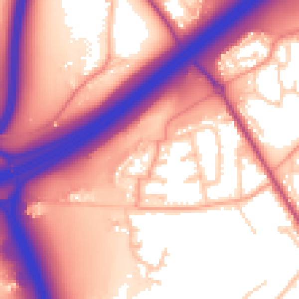 Daytime road noise heatmap for SO16 0TN