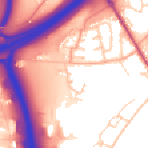 Daytime road noise heatmap for SO16 0TQ
