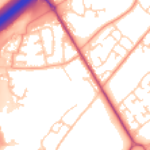 Daytime road noise heatmap for SO16 0UX