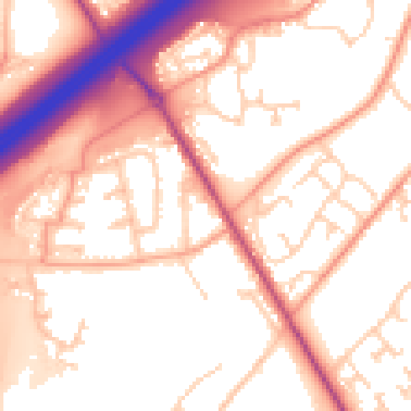 Daytime road noise heatmap for SO16 0WD