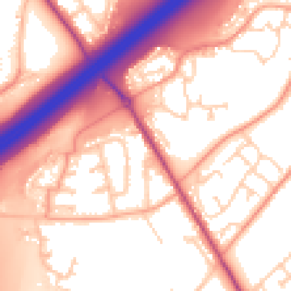 Daytime road noise heatmap for SO16 0XA
