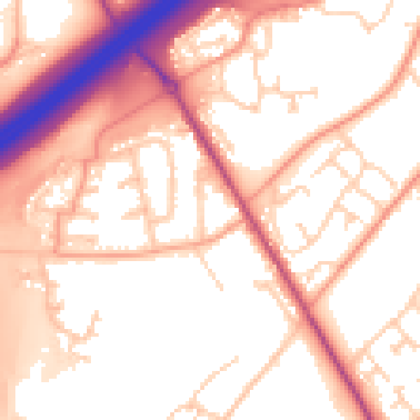 Daytime road noise heatmap for SO16 0XB