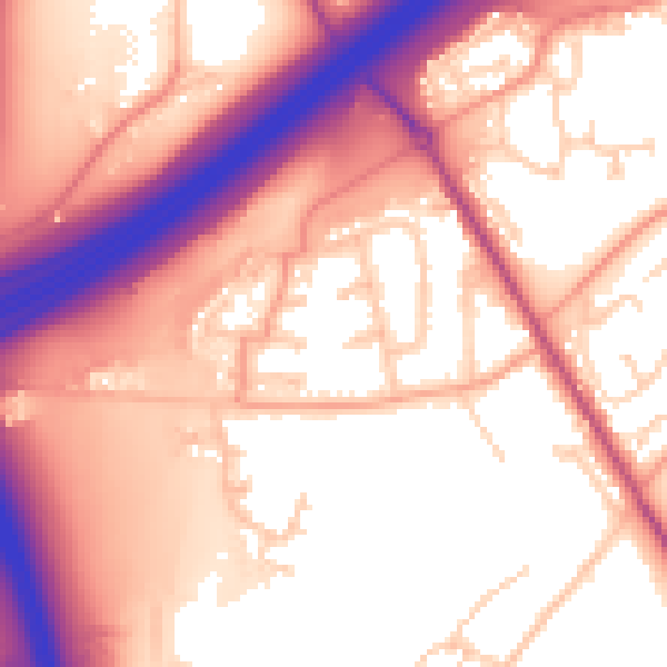 Daytime road noise heatmap for SO16 0XE
