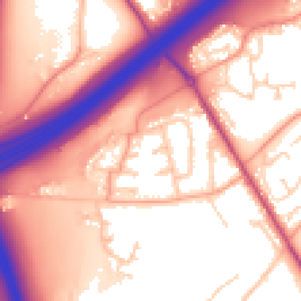 Daytime road noise heatmap for SO16 0XF