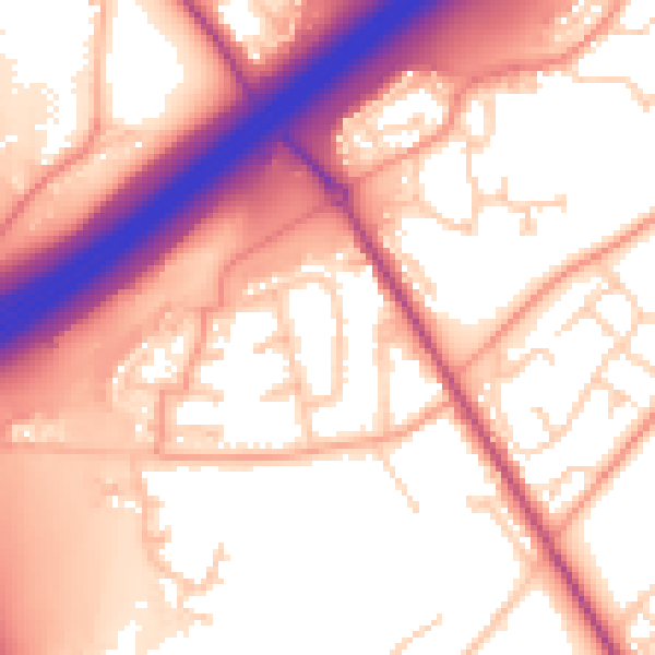 Daytime road noise heatmap for SO16 0XG