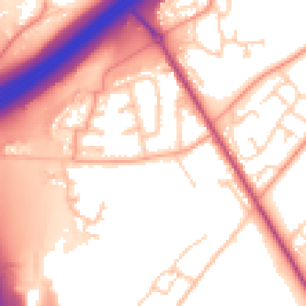 Daytime road noise heatmap for SO16 0XH
