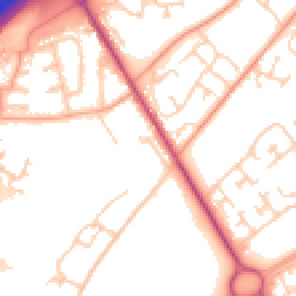 Daytime road noise heatmap for SO16 0XL
