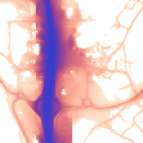Daytime road noise heatmap for SO16 0XU