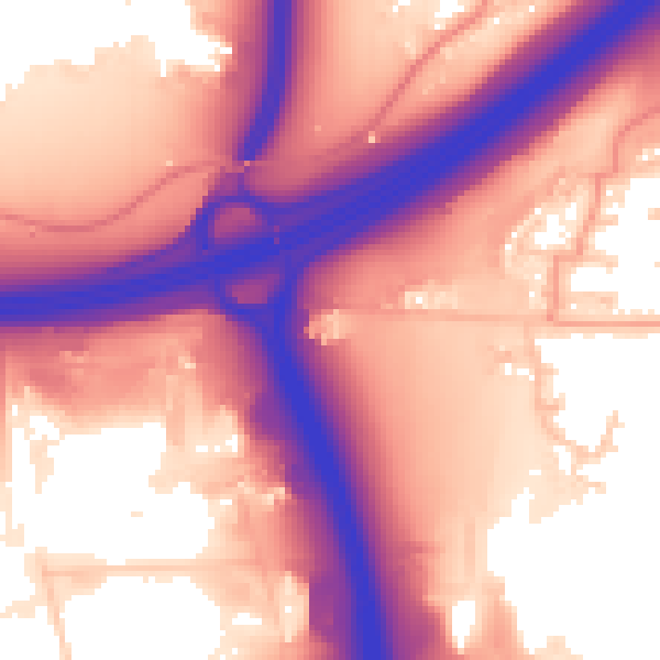 Daytime road noise heatmap for SO16 0YA