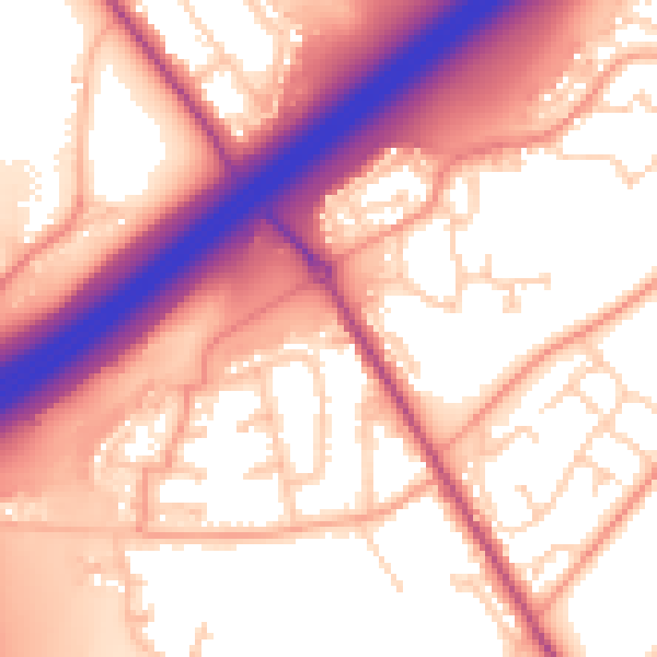 Daytime road noise heatmap for SO16 0YJ