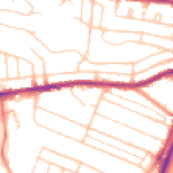Daytime road noise heatmap for SO16 3AU