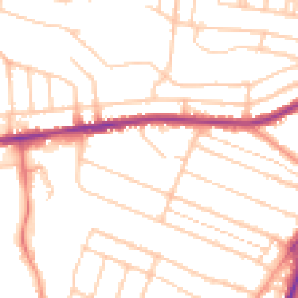 Daytime road noise heatmap for SO16 3AW