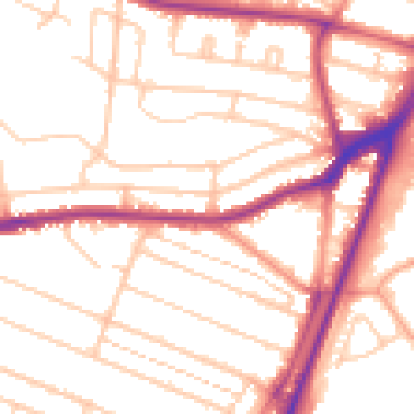 Daytime road noise heatmap for SO16 3BH