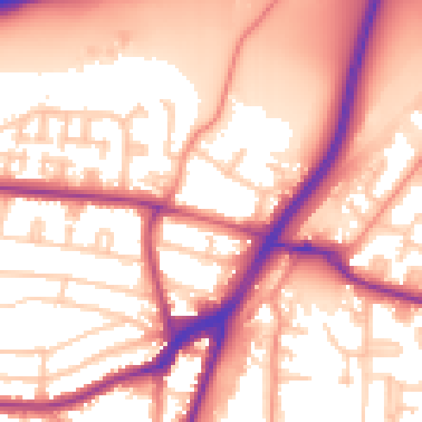 Daytime road noise heatmap for SO16 3DJ