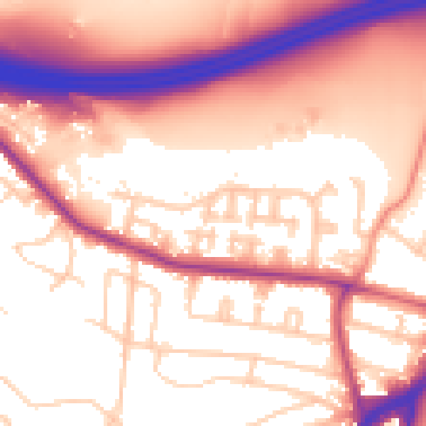 Daytime road noise heatmap for SO16 3EL