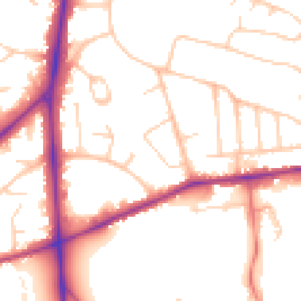 Daytime road noise heatmap for SO16 3GE