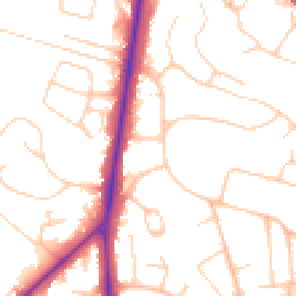 Daytime road noise heatmap for SO16 3JD