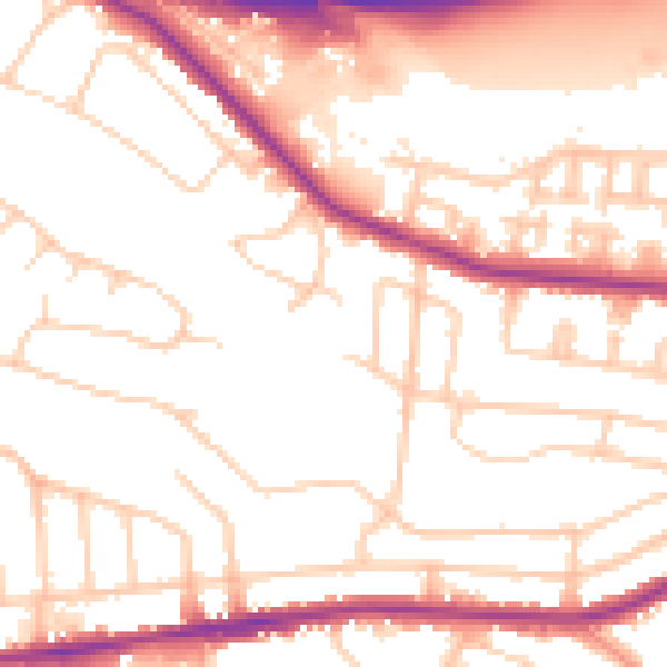 Daytime road noise heatmap for SO16 3JY