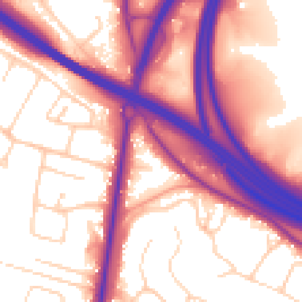 Daytime road noise heatmap for SO16 3NF