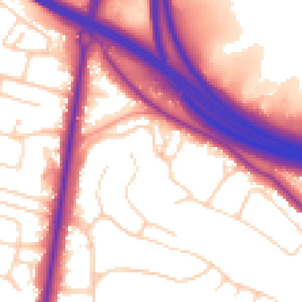 Daytime road noise heatmap for SO16 3PT