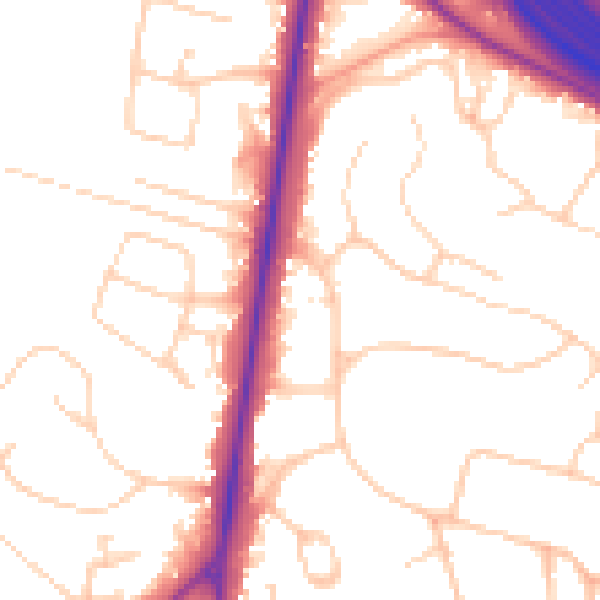 Daytime road noise heatmap for SO16 3PW