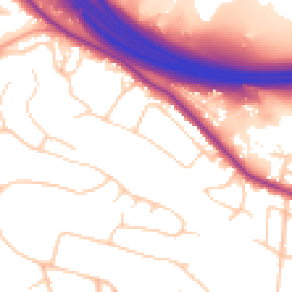 Daytime road noise heatmap for SO16 3QQ