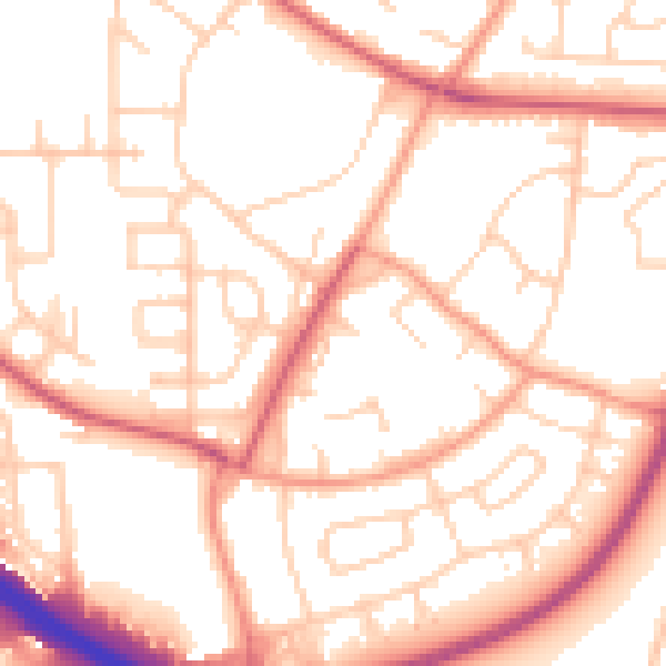 Daytime road noise heatmap for SO16 4AB