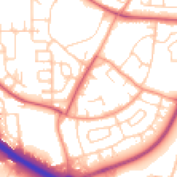 Daytime road noise heatmap for SO16 4AE