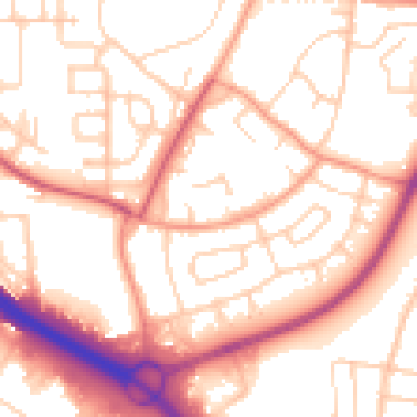 Daytime road noise heatmap for SO16 4AR