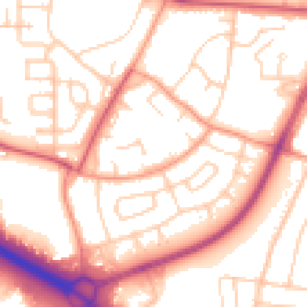 Daytime road noise heatmap for SO16 4AS
