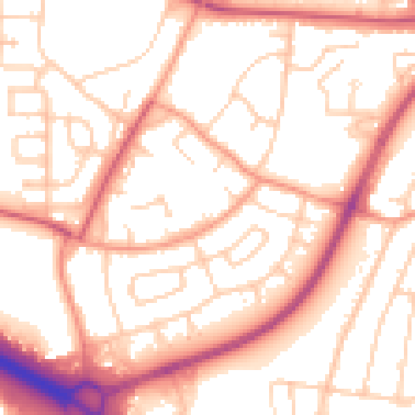 Daytime road noise heatmap for SO16 4AW
