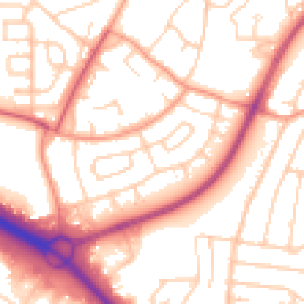 Daytime road noise heatmap for SO16 4AX