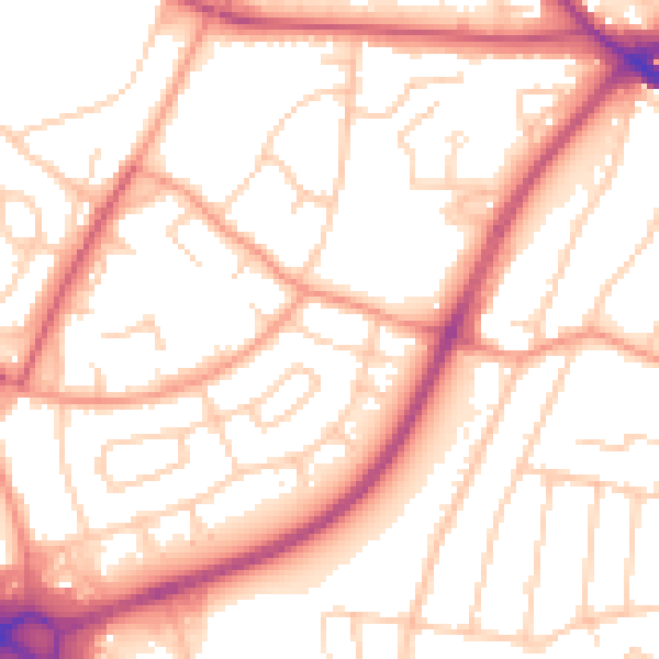 Daytime road noise heatmap for SO16 4BL