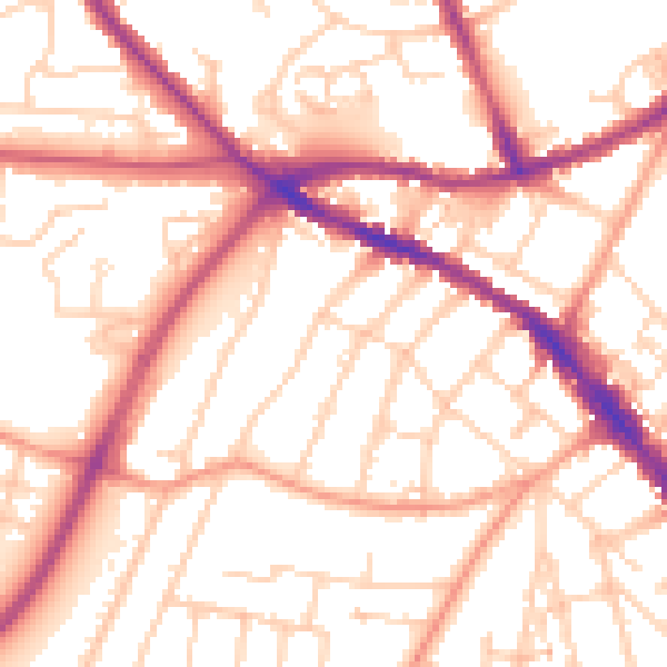 Daytime road noise heatmap for SO16 4DH