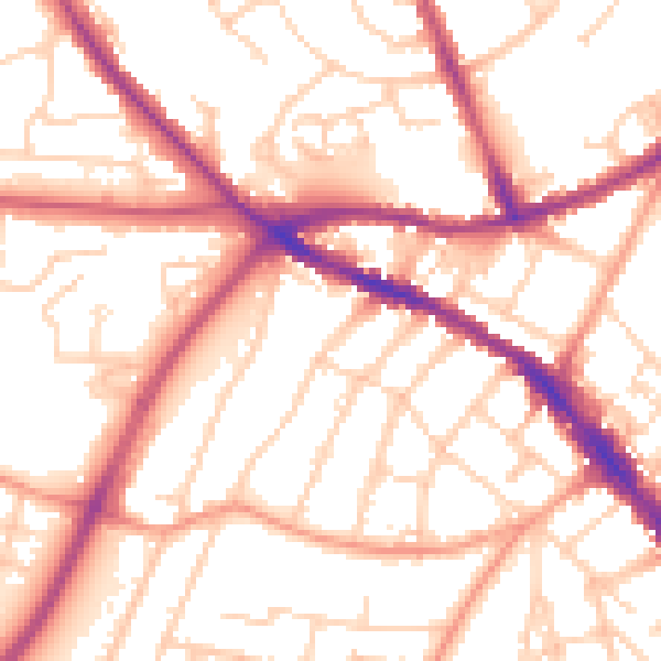 Daytime road noise heatmap for SO16 4DN
