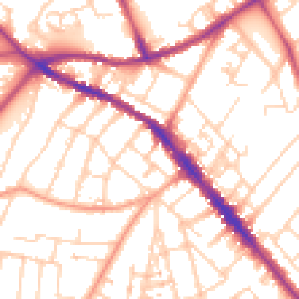 Daytime road noise heatmap for SO16 4FL