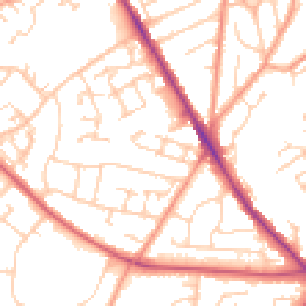 Daytime road noise heatmap for SO16 4HR