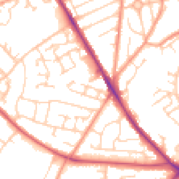 Daytime road noise heatmap for SO16 4HS
