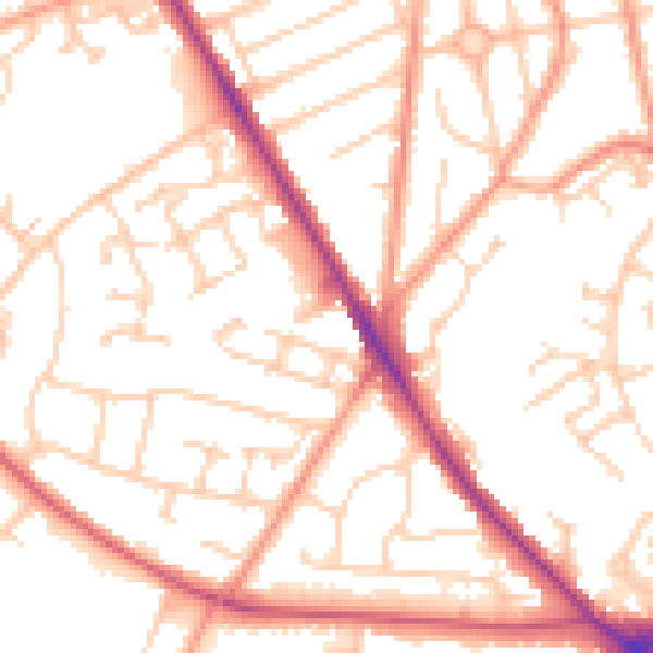Daytime road noise heatmap for SO16 4HW