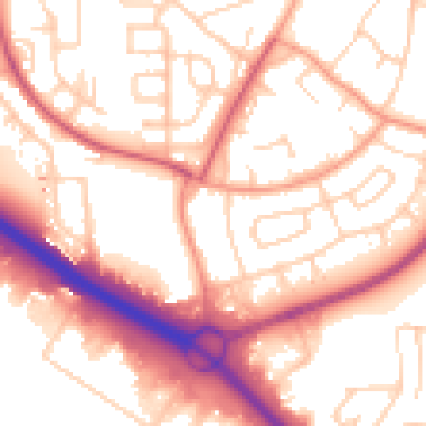 Daytime road noise heatmap for SO16 4HY